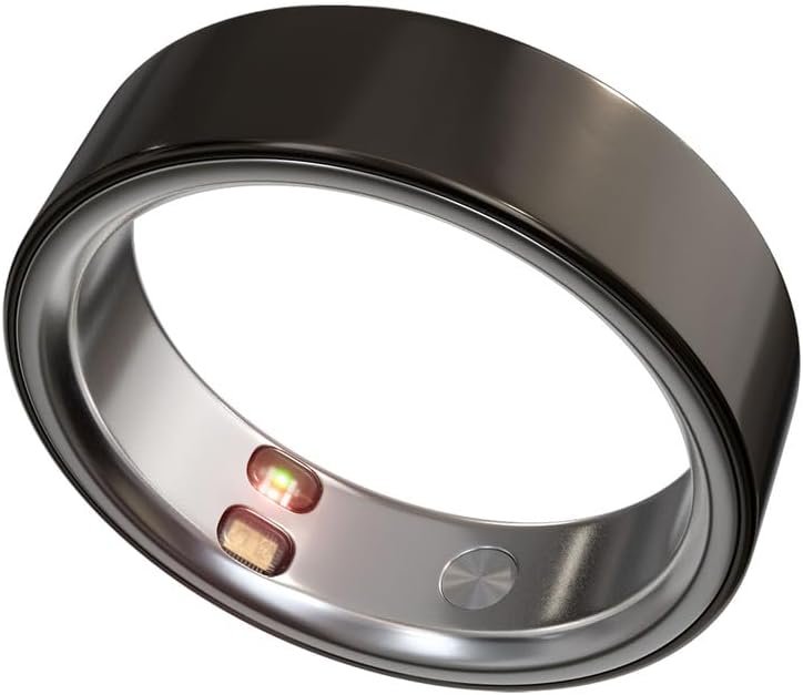 Smart Ring Health Tracker 5ATM Waterproof Sport Ring Exclusive Vibration Alerts Titanium Blood Oxygen/Sleep/Emotional Management Women Cycle Prediction Compatible with iOS/Android Dark Stealth 10.5