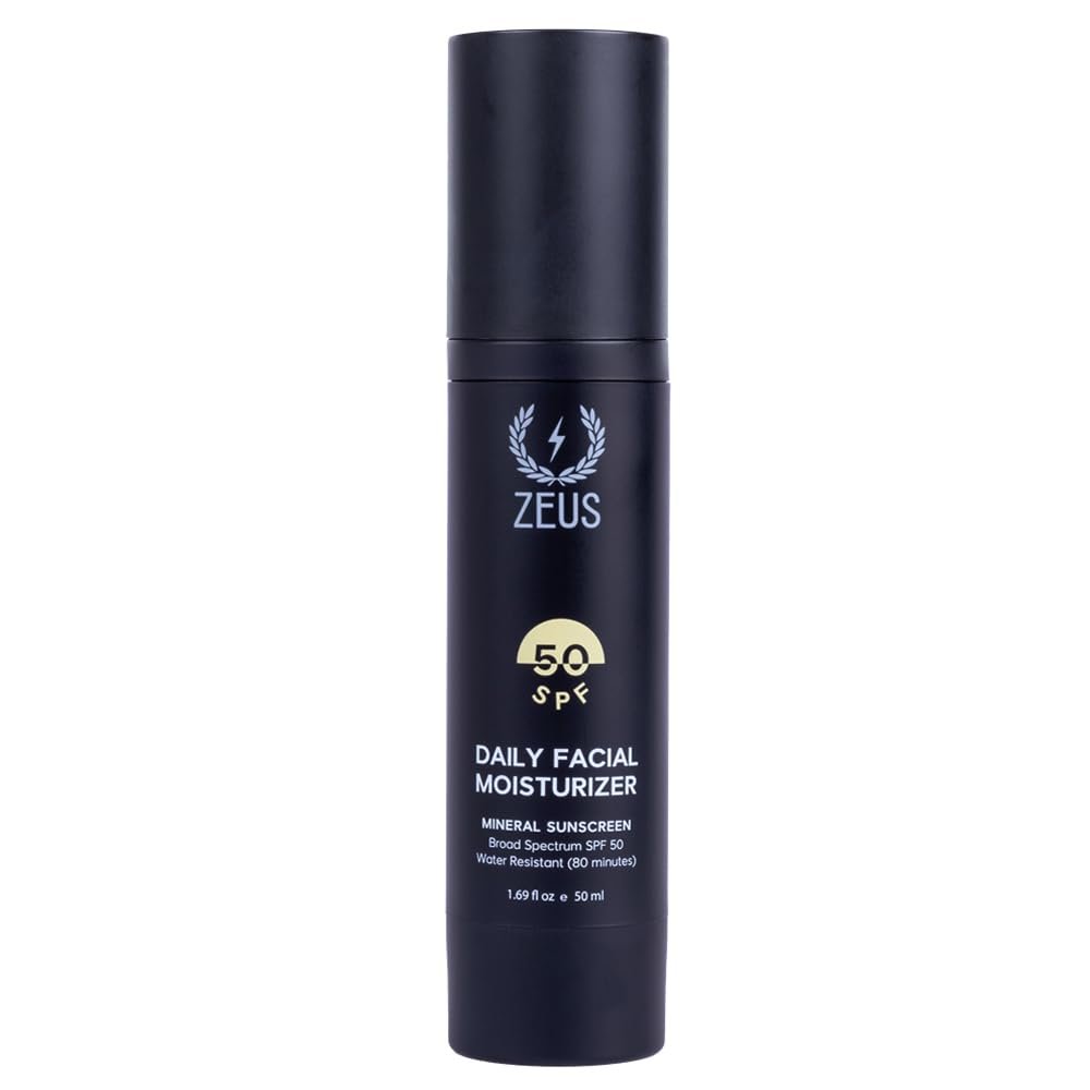 ZEUS Men’s Face Moisturizer, Hydrating Daily Lotion with SPF 50 Sunscreen