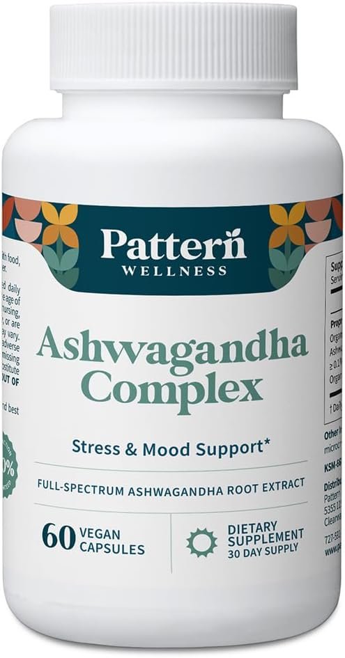Pattern Wellness Ashwagandha Complex Supplement – 60 Vegan Capsules
