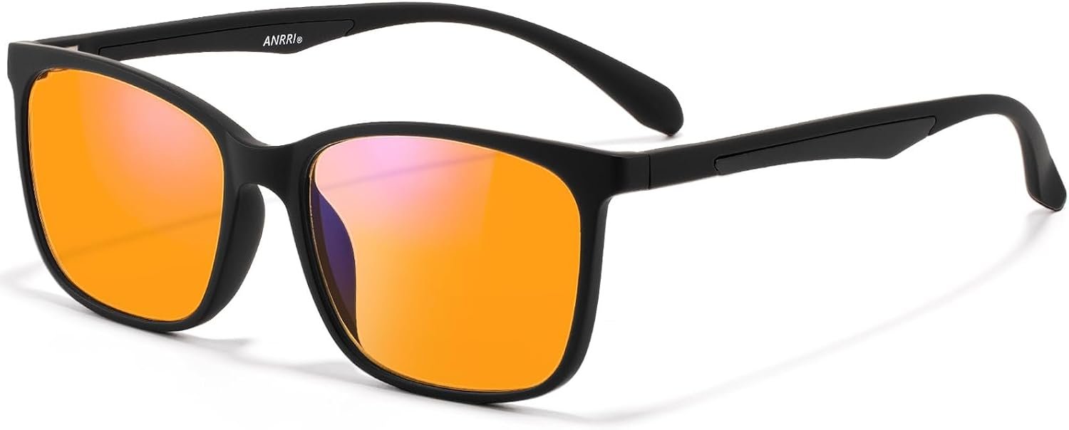 ANRRI Amber Blue Light Glasses, Computer Gaming Glasses for Men Women