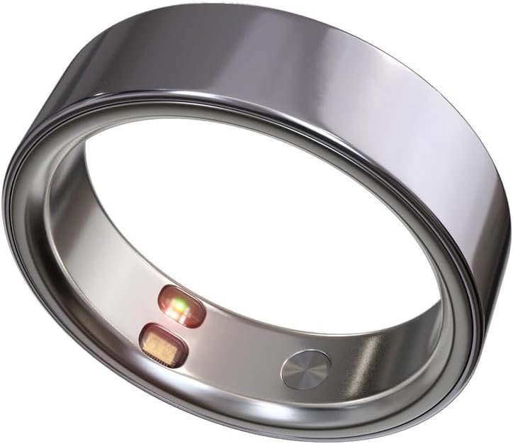 Smart Ring Health Tracker 5ATM Waterproof Sport Ring Exclusive Vibration Alerts Titanium Blood Oxygen/Sleep/Emotional Management Women Cycle Prediction Compatible with iOS/Android Frost Silver 8.5