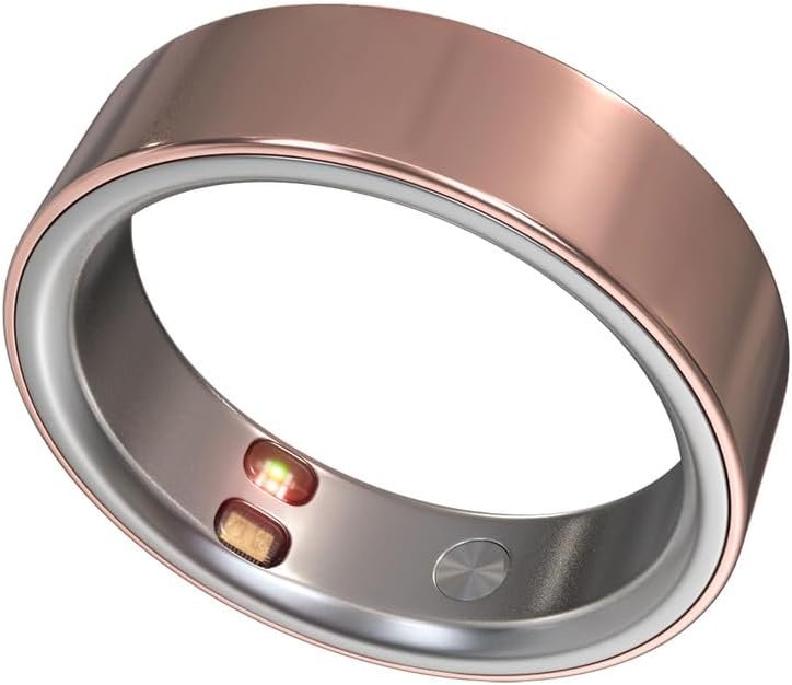 Smart Ring Health Tracker 5ATM Waterproof Sport Ring Exclusive Vibration Alerts Titanium Blood Oxygen/Sleep/Emotional Management Women Cycle Prediction Compatible with iOS/Android Dawn Rose Gold 8.5