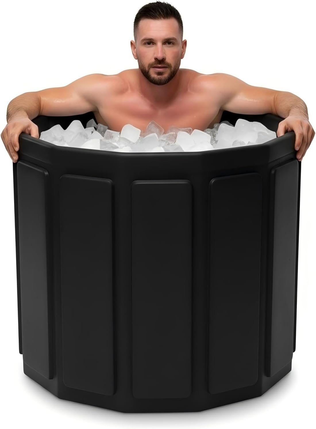 Ice Bath Cold Plunge Tub for Athletes–Portable Ice Bath for Adults, 6-Layer Insulated Foldable Bathtub for Cryotherapy & Muscle Recovery, Space-Saving Cold Plunge Tub for Home Gym (Black25.9×27.5IN)