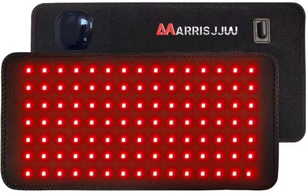 Infrared Red Light Therapy Belt for Back, Waist & Joint Pain Relief 660nm 850nm 940nm LED Wrap, Adjustable, Rechargeable Heating Pad with Timer for Men & Women at Home or Travel (Black)