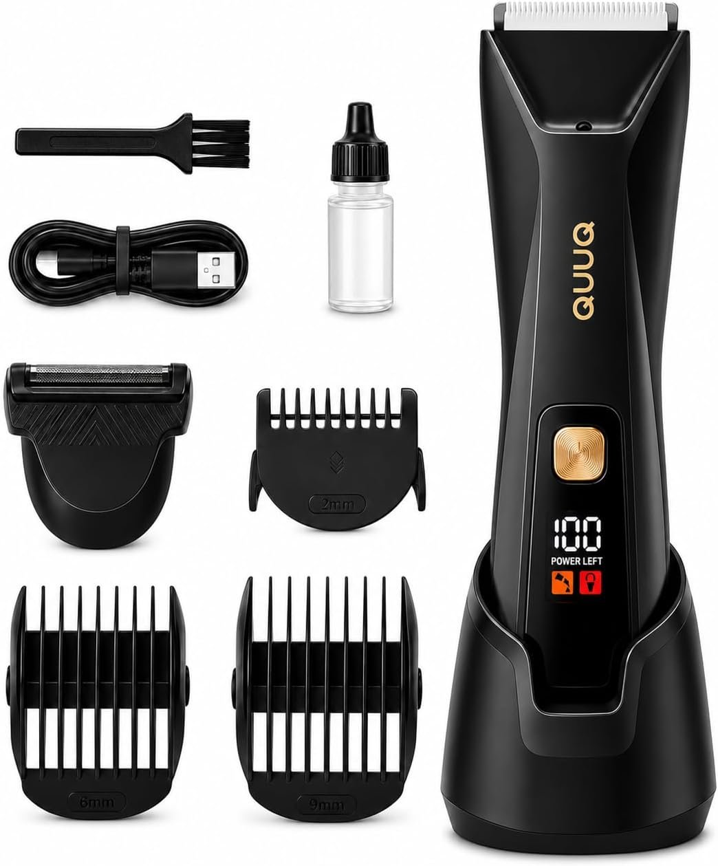 Trimmer for Men – Body Hair Trimmer for Men -SkinSafe- Manscape – Ball Trimmer Men with Display & Light – IPX 7 Rated Waterproof Groomer kit for Groin Rechargeable with Ceramic Blades with 5 Kit