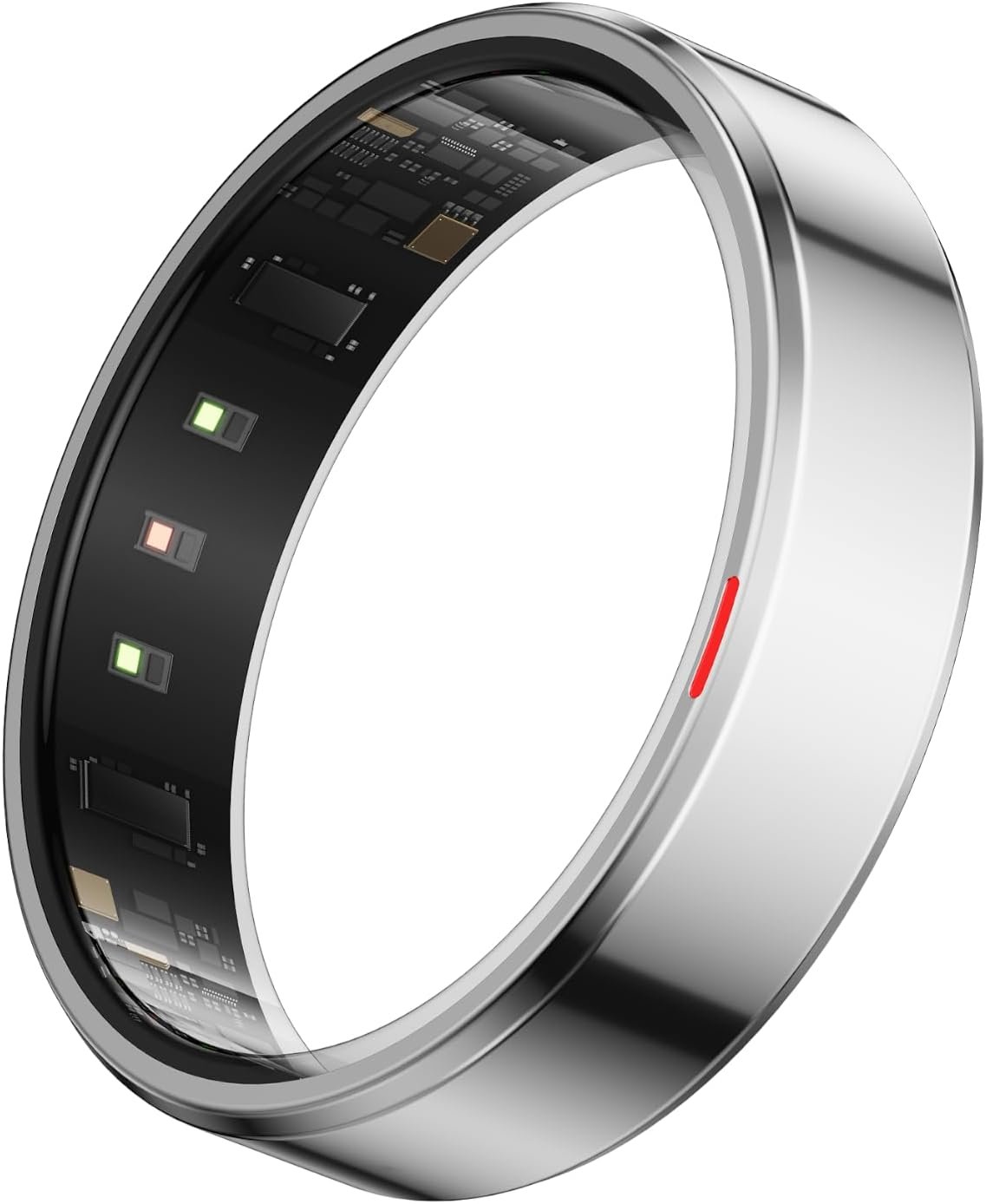 POBOVi Gen 2 Titanium Smart Ring, Silver, Polished, Size 8
