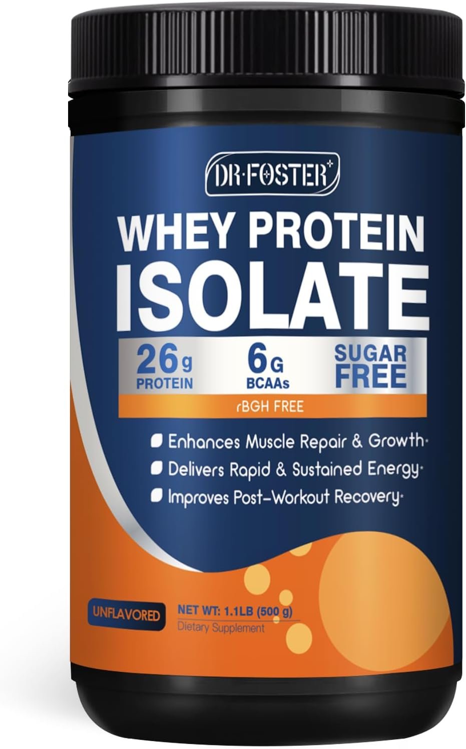 DRFOSTER Whey Protein Isolate Powder Unflavored, 26g Protein, 1.1 lbs