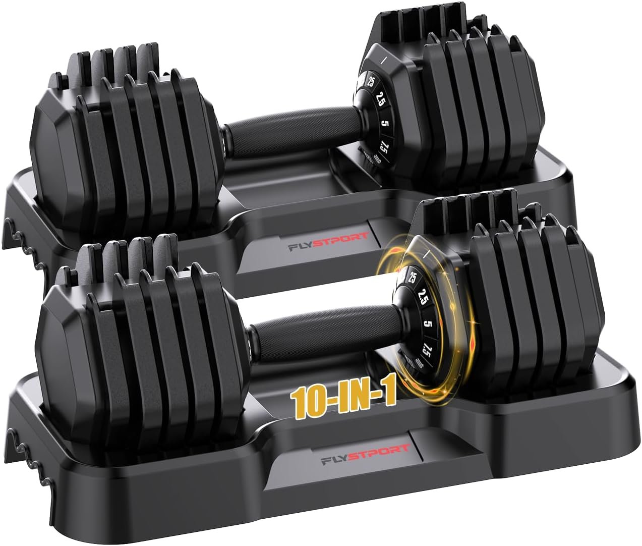 10-in-1 Adjustable Dumbbell Set, 25/50lbs Free Weights Dumbbell Set