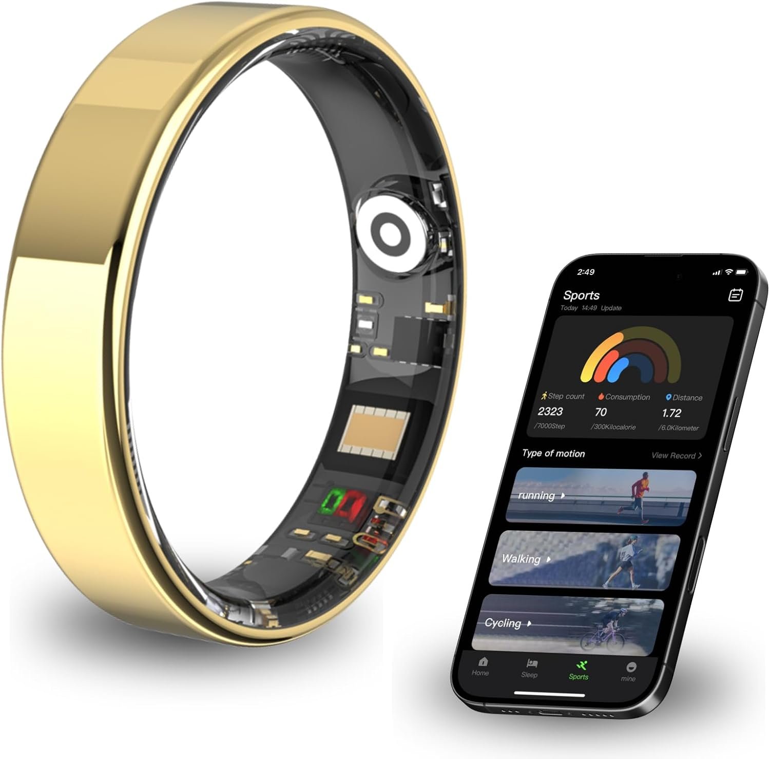 2026 Smart Ring for Women and Men Ultra Thin 6.0mm Fitness Tracker | Heart Rate Sleep Blood Oxygen Steps and Cycle Monitoring | No Subscription Required (Gold, #13)