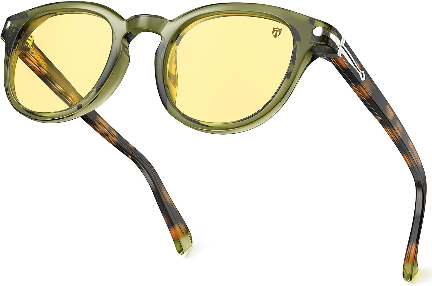 Round Computer Glasses Yellow Tint Gaming Blue Light Blocking LETO