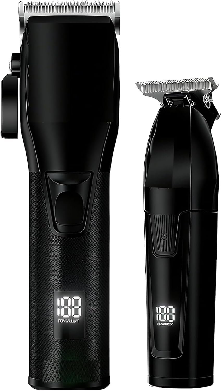Professional Hair Clippers for Men Beard Trimmers Set Grooming Kit with LCD Display Cordless Electric Trimmers Gift for Men Women Barber Kid(Black)
