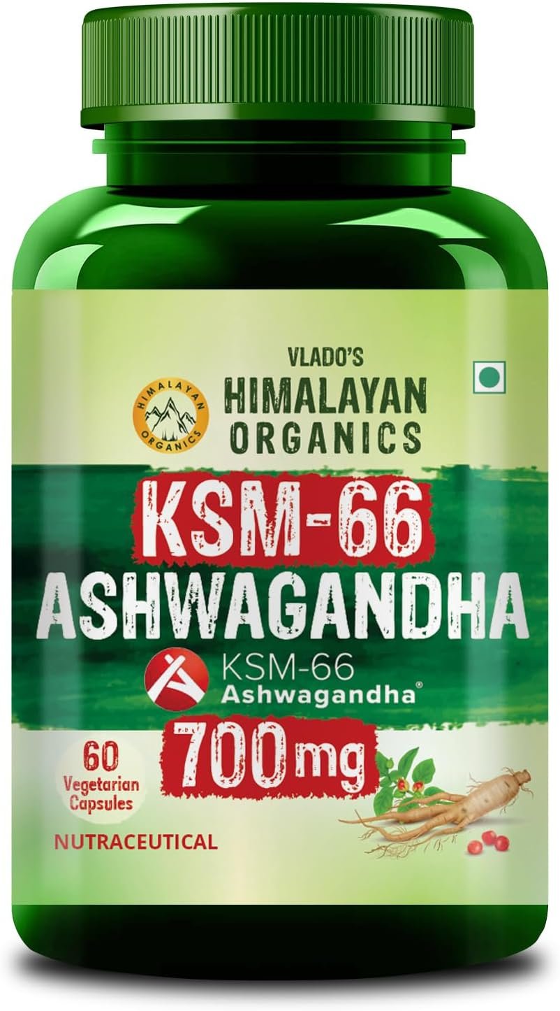 Himalayan Organics Ashwagandha KSM66 700mg – 60 Capsules KSM 66 Ashwagandha Capsules for Men & Women, Clinically Proven 5% Withanolides for Max Results – Pure Root Extract, Stress Relief