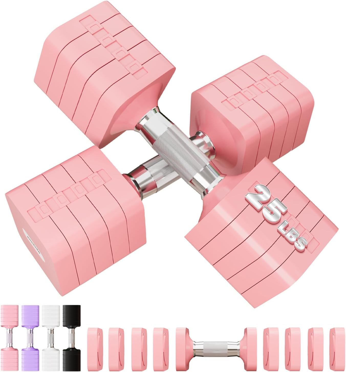 Adjustable Dumbbell Set for Women Men 10LB/15LB/20LB/25LB Each