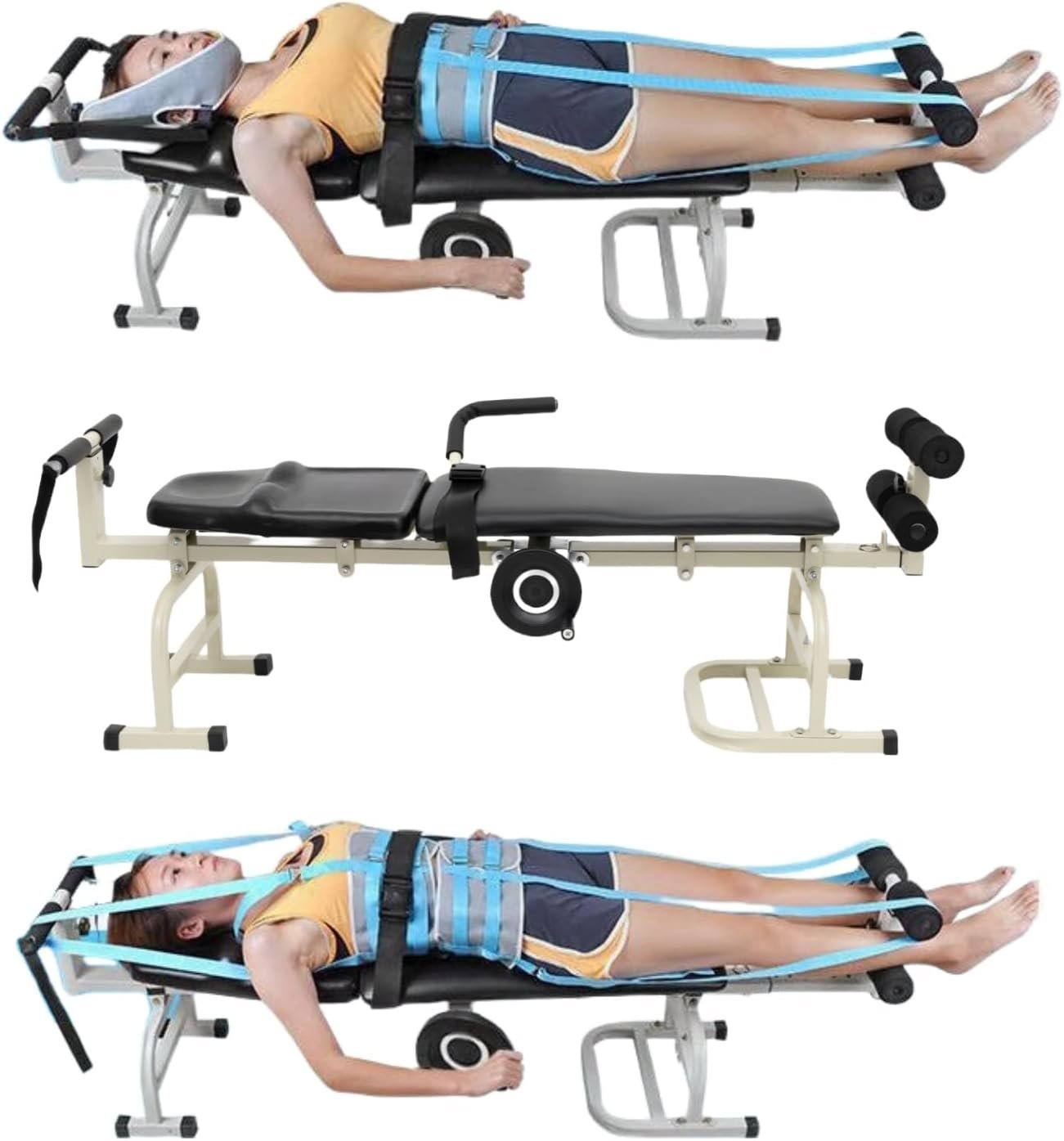 Lumbar Decompression Table with Cervical Traction by Lumbar Bench | Full Body Stretching Device for Neck, Back, Knee, and Hip | Realign Vertebrae & Alleviate Lumbar Strain | Relieve Pain