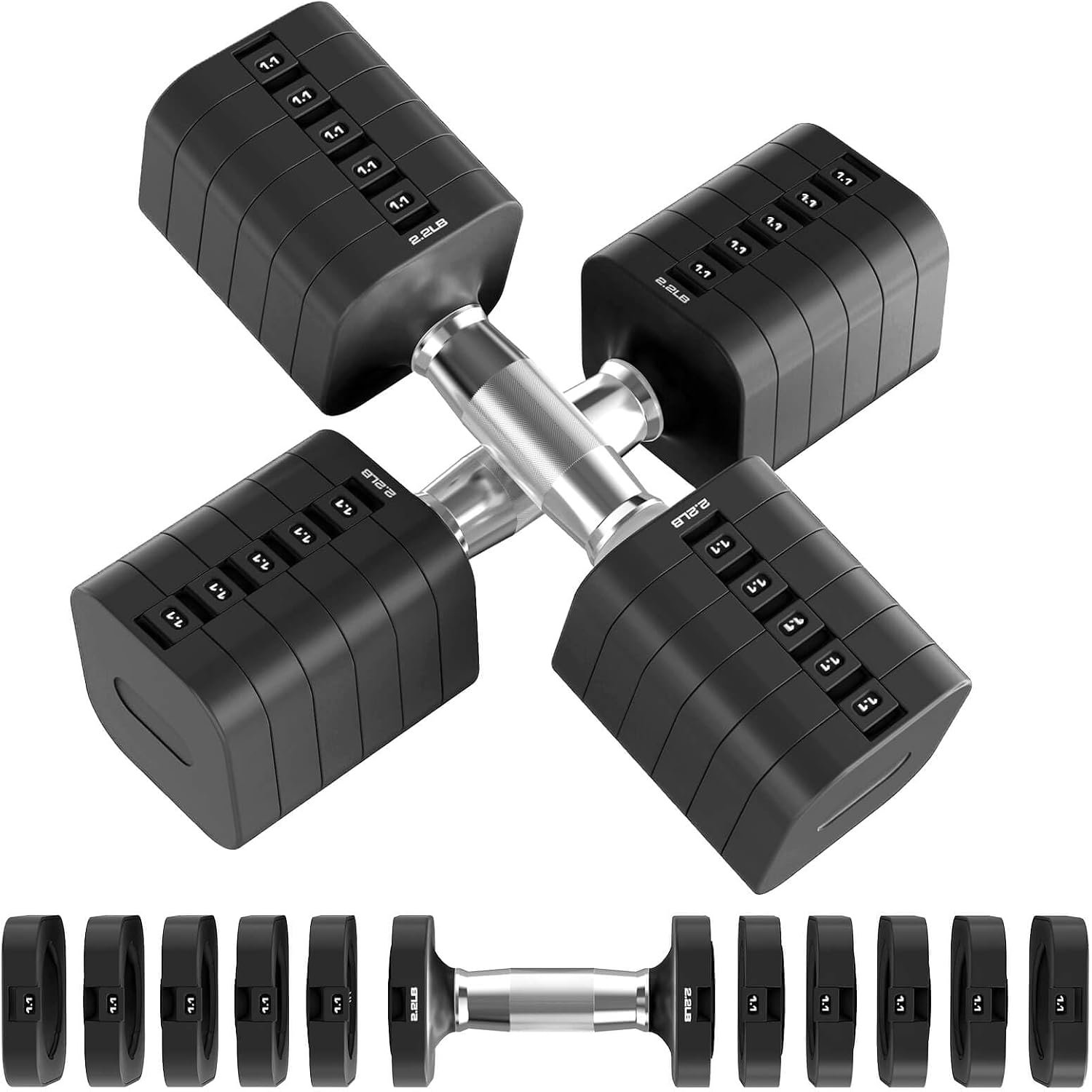 Hezeyferg 30.8LB Adjustable Dumbbell Set, Hand Weights Set for Home Gym