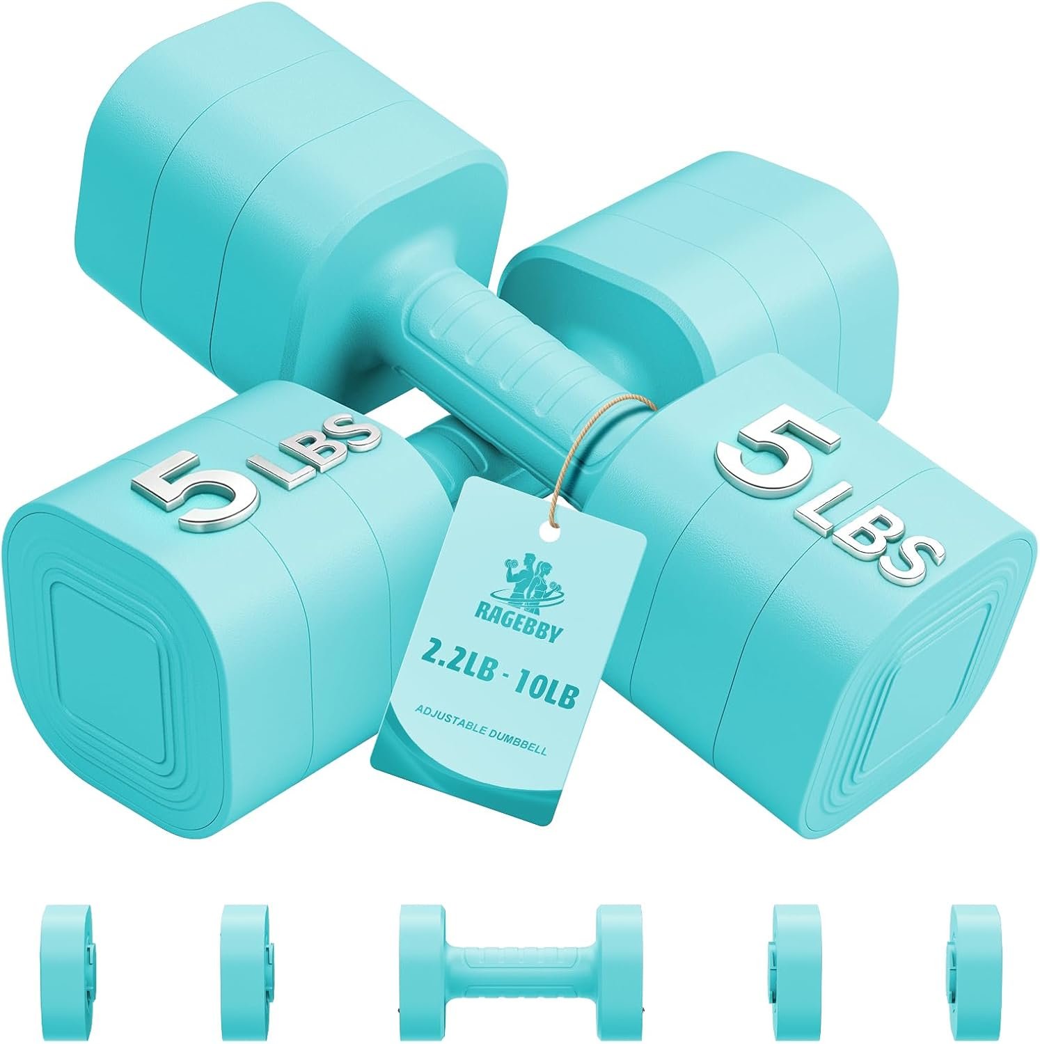 Ragebby Adjustable Dumbbell Set of 2, Weights for Men and Women at Home