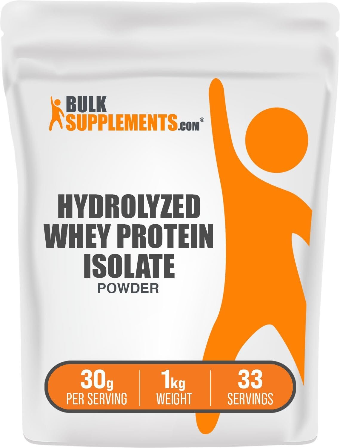 BulkSupplements.com Hydrolyzed Whey Protein Isolate Powder – Whey Isolate Protein – Unflavored & Gluten Free, 30g per Serving, 1kg (2.2 lbs) (Pack of 1)