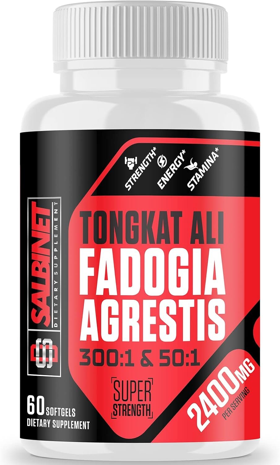 Salbinat 2400mg Fadogia Agrestis Tongkat Ali Supplements – Third Party Tested – 1400mg Fadogia Agrestis & 1000mg Tongkat Ali, Maximum Strength, Muscle Mass & Athletic Performance