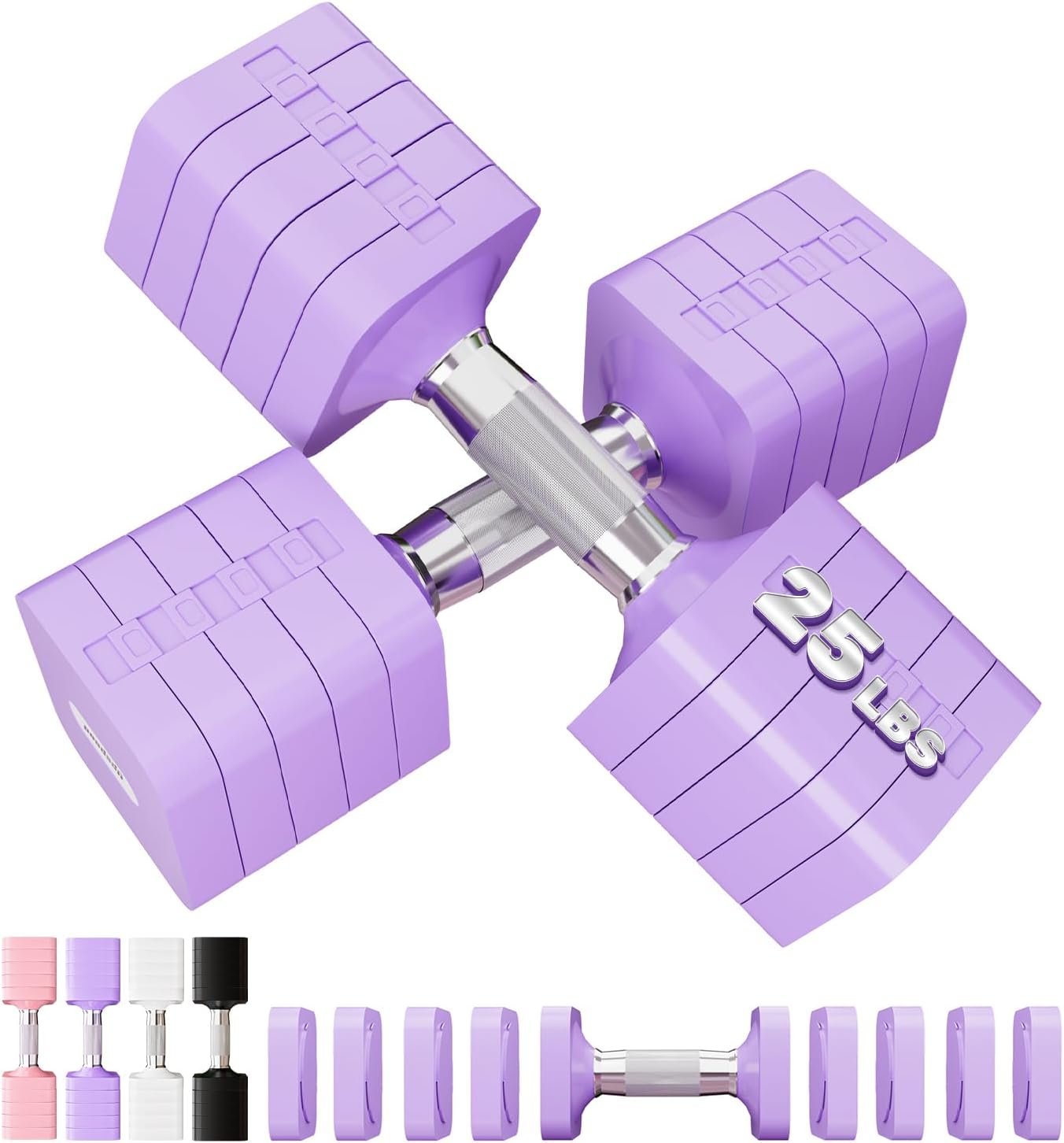 Adjustable Dumbbell Set for Women Men 10LB/15LB/20LB/25LB Each