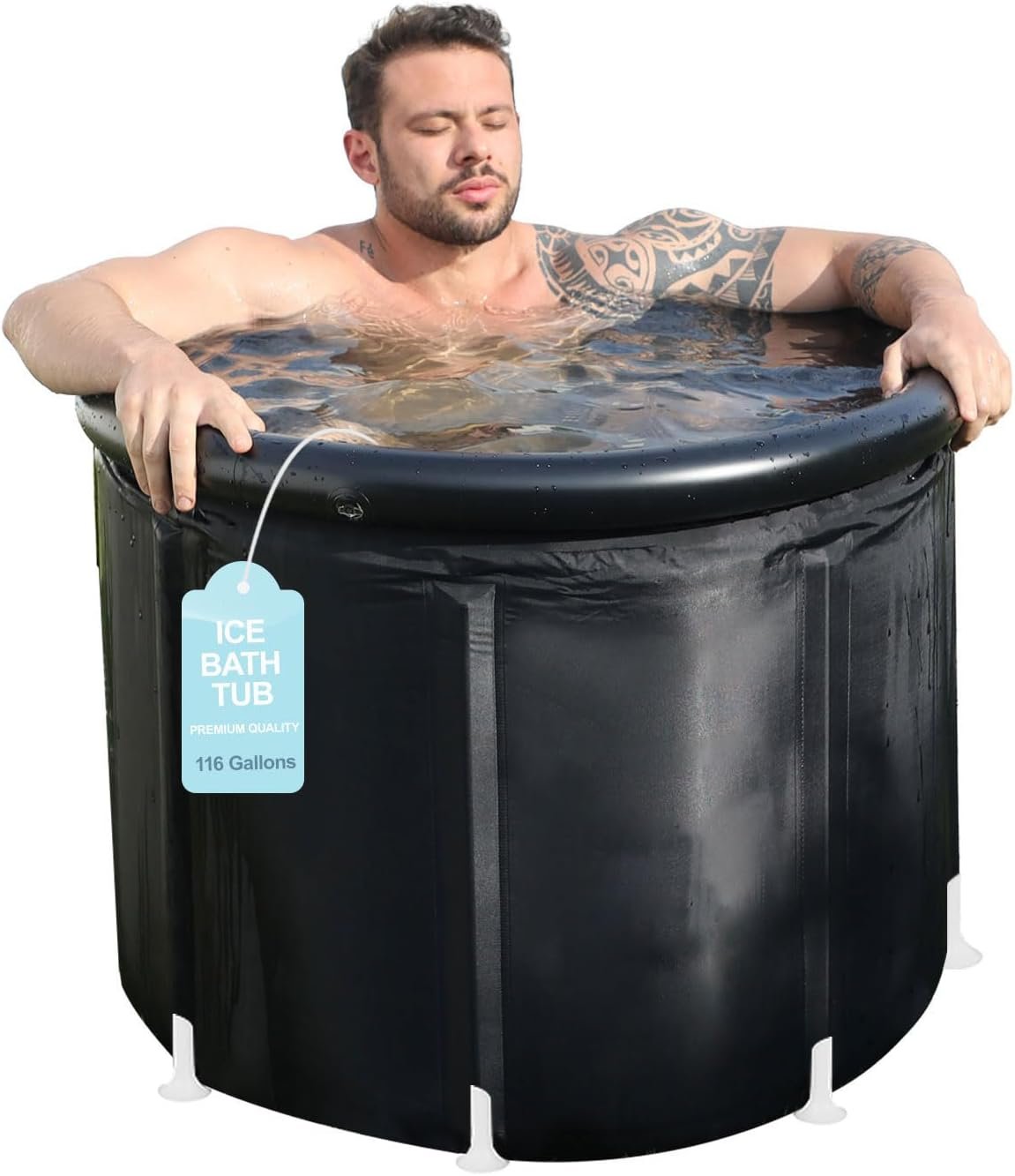 Ice Bath Tub for Athletes With Cover 125 Gal Portable Bathtub for Adult Ideal for Ice Bath Cold Plunge Tub for Recovery, Suitable for Gardens, Gyms and Home