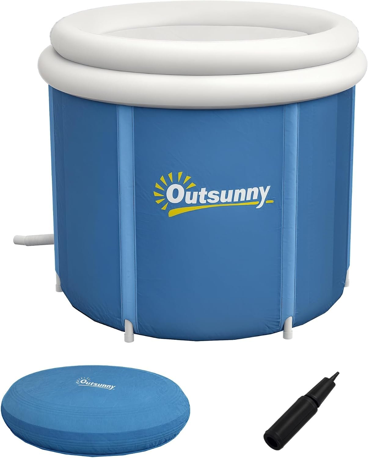Outsunny Ice Bath Tub, 100 Gallon Cold Plunge Tub w/Thermo Lid, Dark Blue