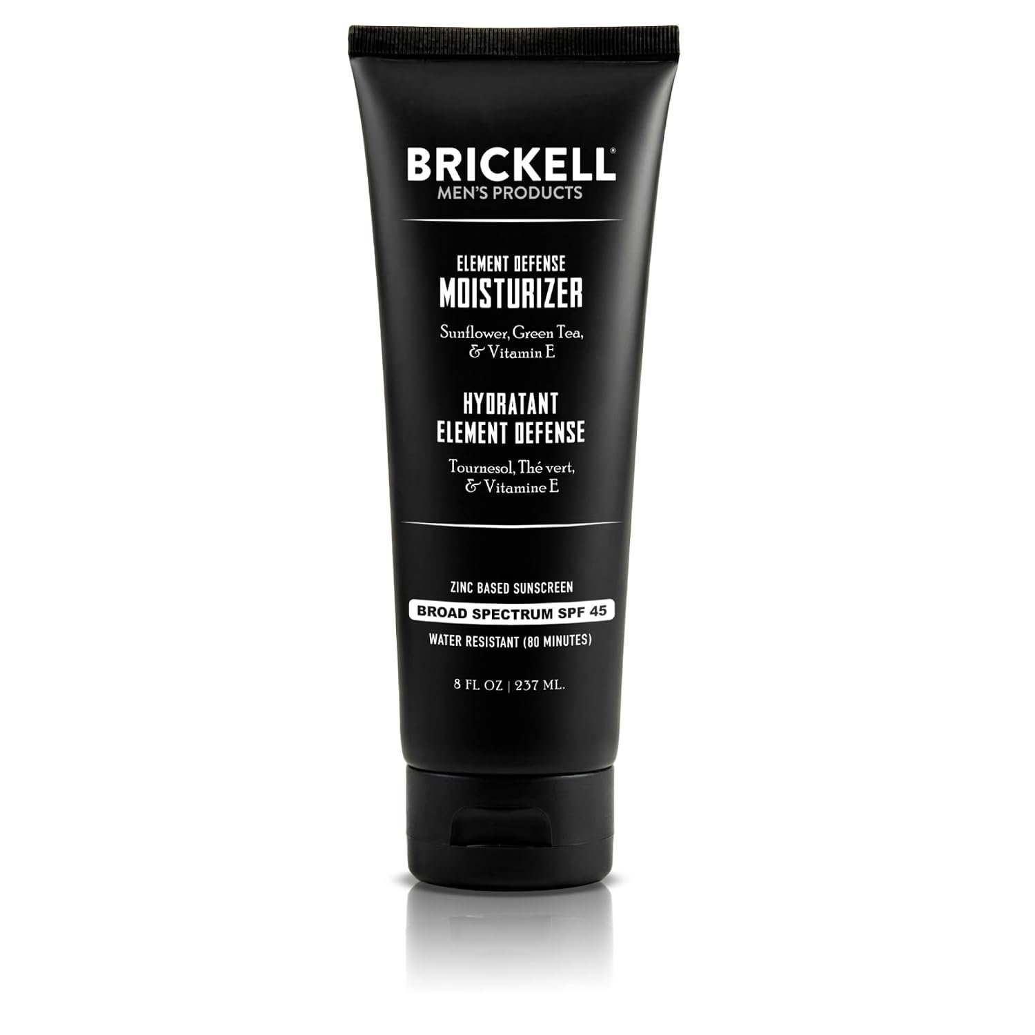 Brickell Men’s Element Defense SPF45 Moisturizer for Men, Mineral Sunscreen, Hydrates and Protects Skin Against UVA/UVB Rays, With Zinc, Vitamin E, and Green Tea, 8 Ounce, Unscented