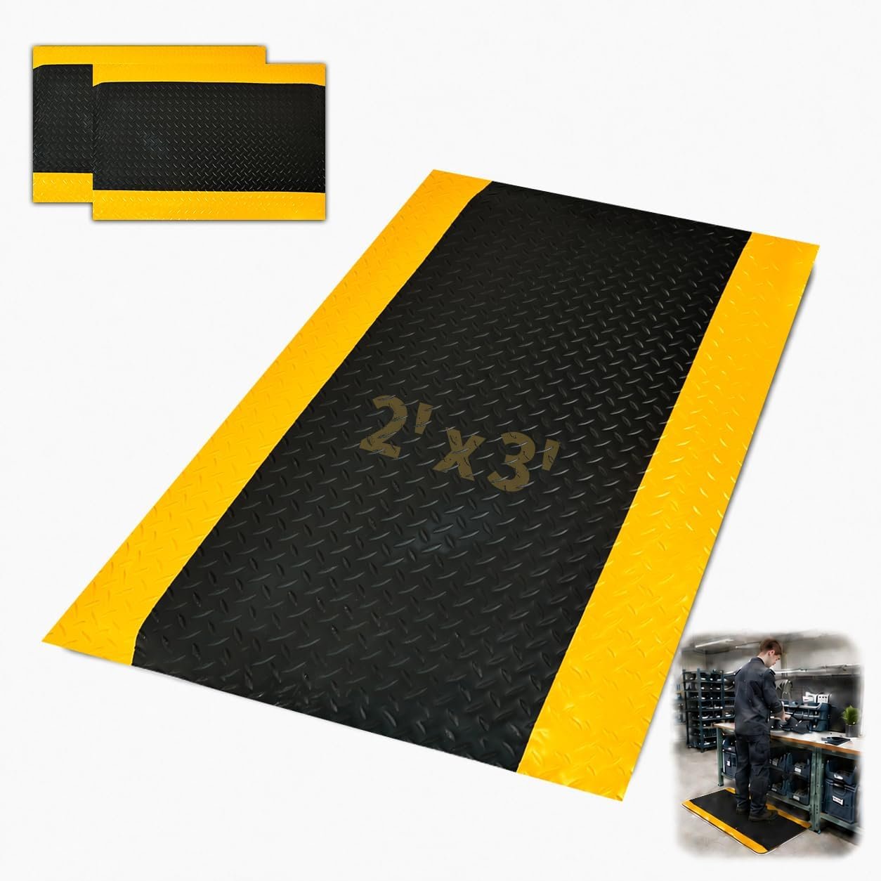 2 Pack Anti Fatigue Mat, 15/16″ Thick Heavy Duty Mat for Standing Work