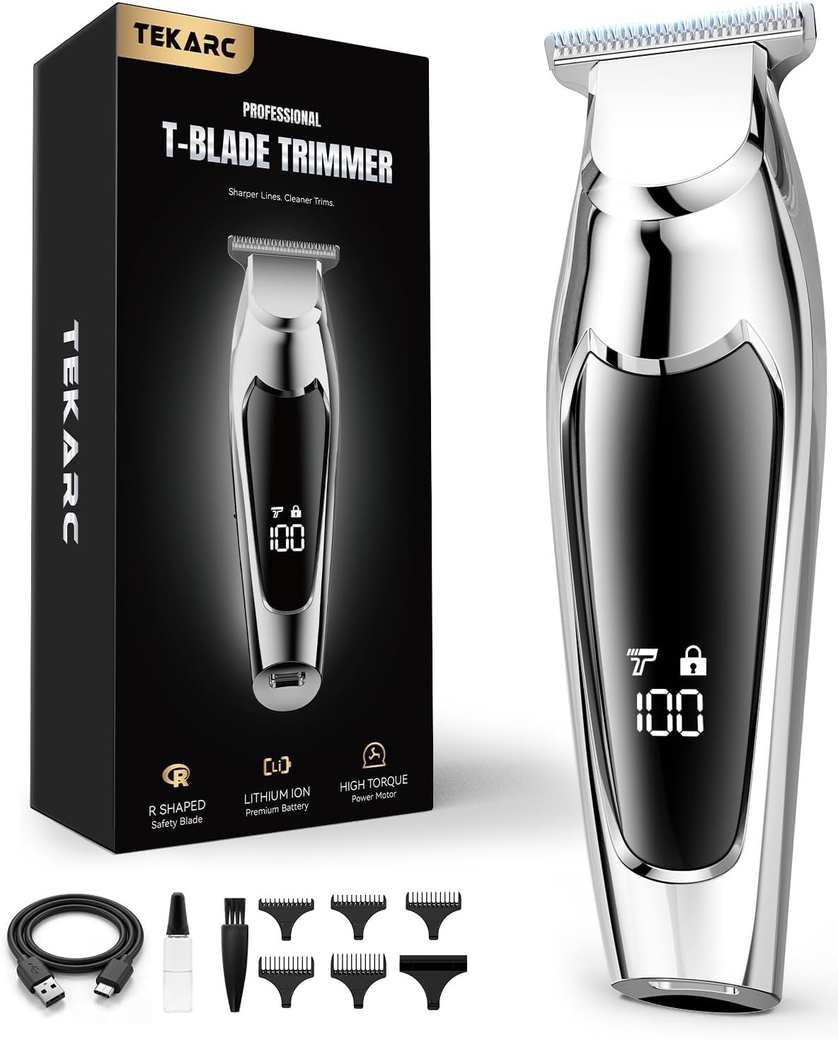 Hair & Beard Trimmer for Men, Wide T Blade Cordless Liners Clippers