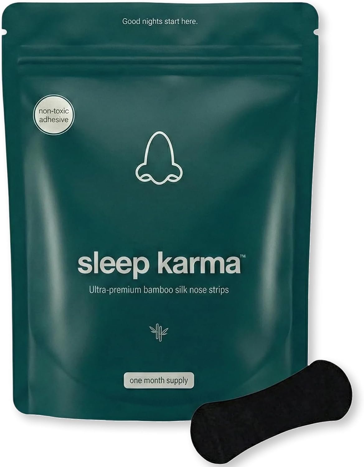 Ultra-Premium Nasal Strips, by Sleep Karma | Oil & Sweat Proof | Stop Snoring & Nasal Congestion Relief | 36 Ct, Black | Skin-Safe Adhesive Nose Tape for Deeper Sleep