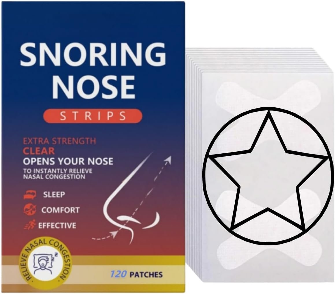120 Count Nasal Strips for Snoring,Gentle Hypoallergenic Sticker Tape for Sensitive Skin, Painless Removal, Breathable, Extra Strength Anti-snoring Solution (X-White)