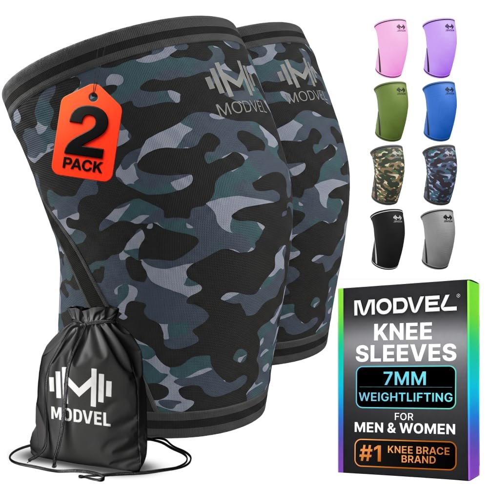 Modvel Strength 7mm Knee Sleeves (Pair) for Weightlifting & Powerlifting (USPA, IPL Approved) | High-Performance Knee Compression Support For Squats, Weight Lifting – Men and Women