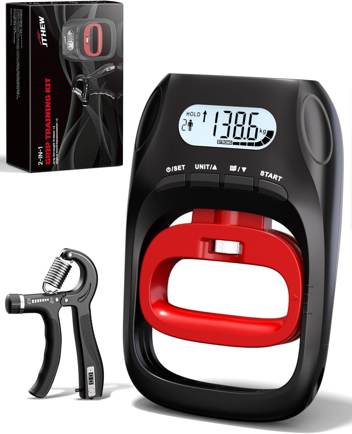 Grip Strength Tester Trainer – Electronic Hand Dynamometer of 400lbs/180kg & Grip strengthener with Adjustable Resistance for Sport