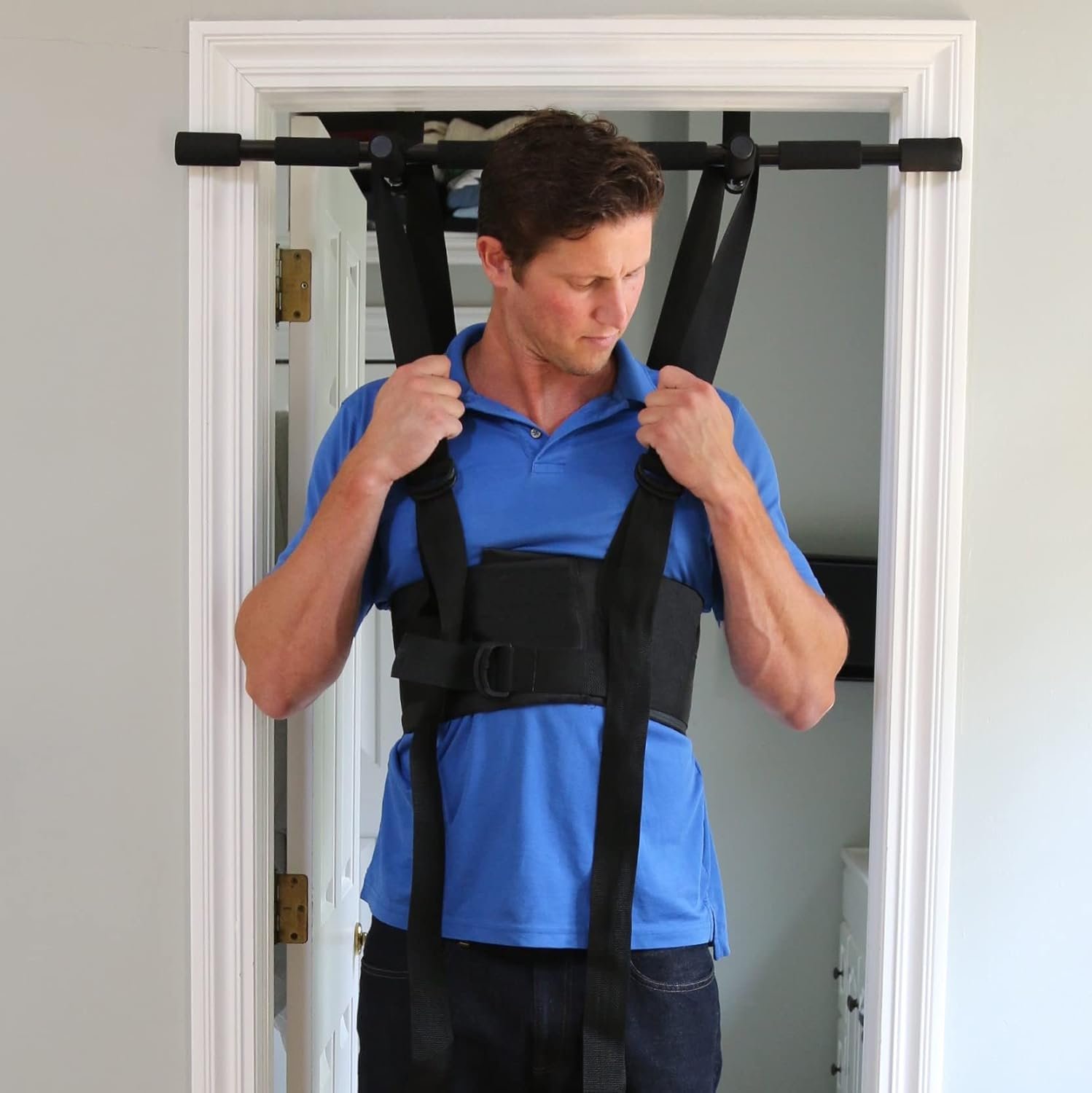 Sit and Decompress Back Stretcher 3 Minutes A Day Lumbar Traction Spinal Decompression – Inversion Table Alternative (Medium Harness No Bar)