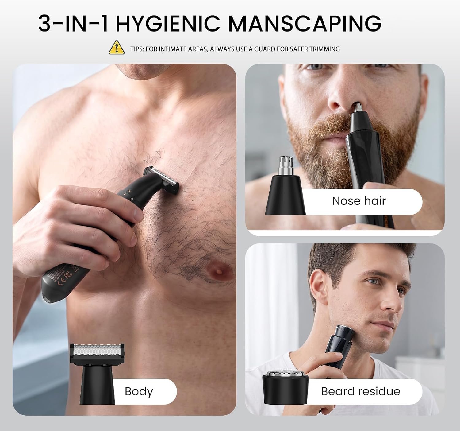 Manscape Body Groomer for Men, Body Hair, Pubic, Groin & Ball Trimmer Black