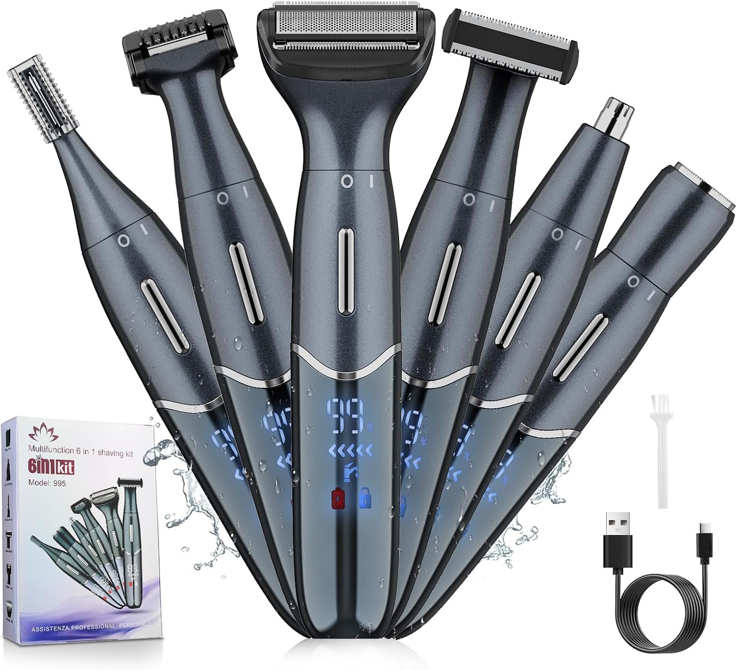 Manscape Ball Trimmer for Men,Body& Pubic Hair Trimmer and Groin Hair Shaver for Women & Men Pubic Hair, Private Area, Legs, Eyebrow,Face, Nose, Eyebrow, Body Hair Removal IPX5 Waterproof LED Display