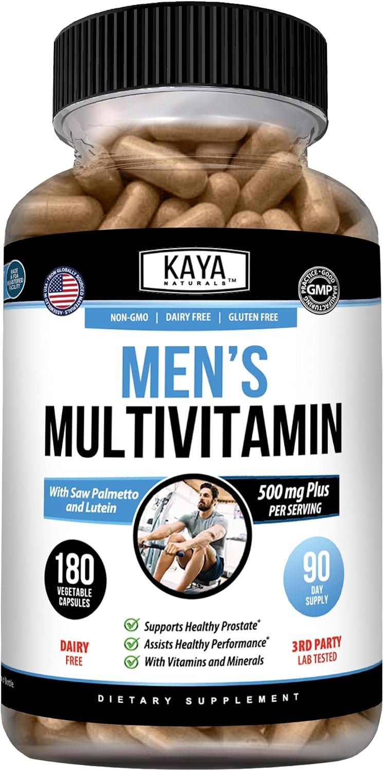 Kaya Naturals Men’s Multivitamin with Saw Palmetto & Lutein, 180 Capsules