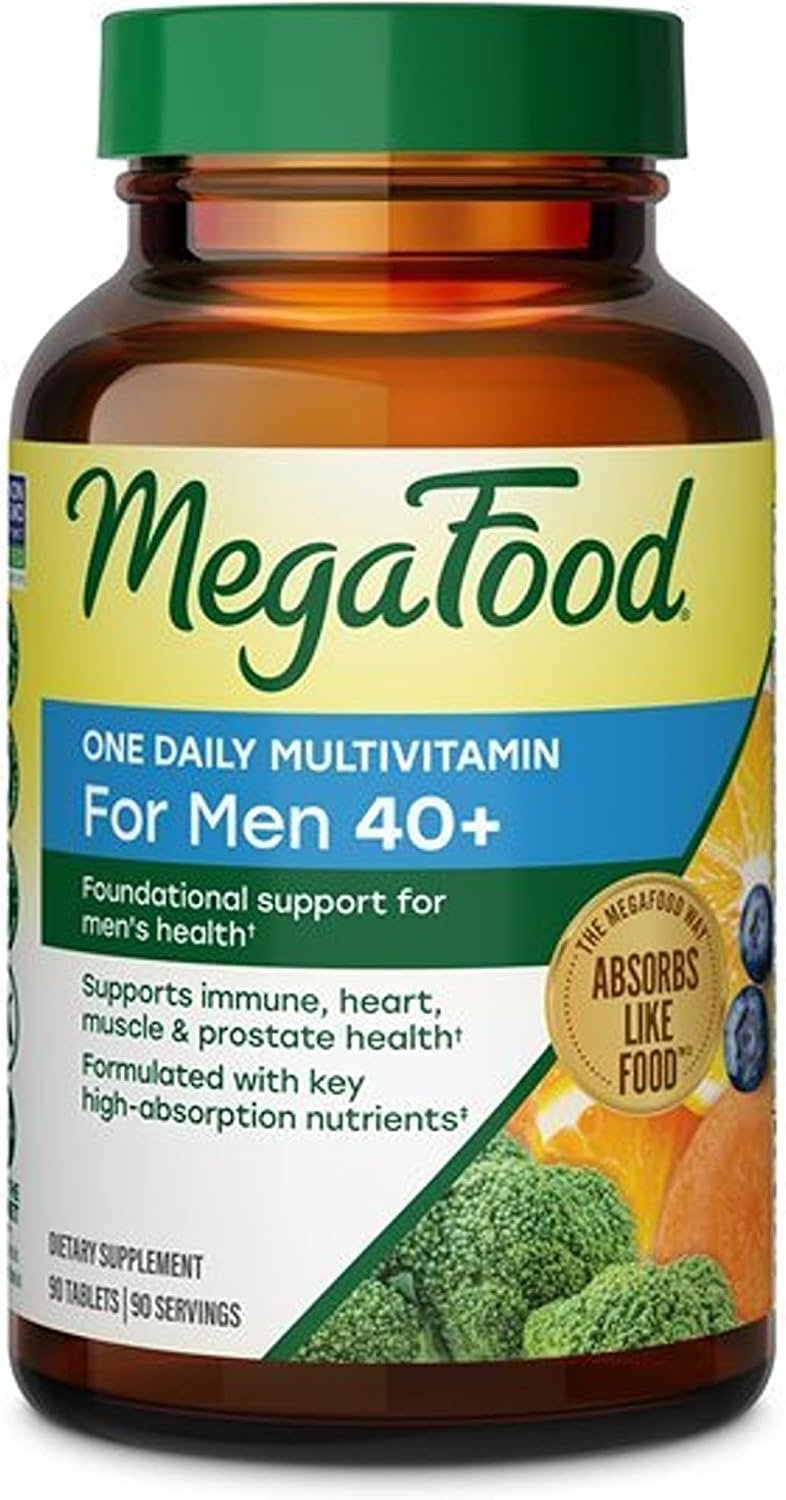 MegaFood One Daily Multivitamin for Men 40+ with 21 Nutrients, 90 Tablets