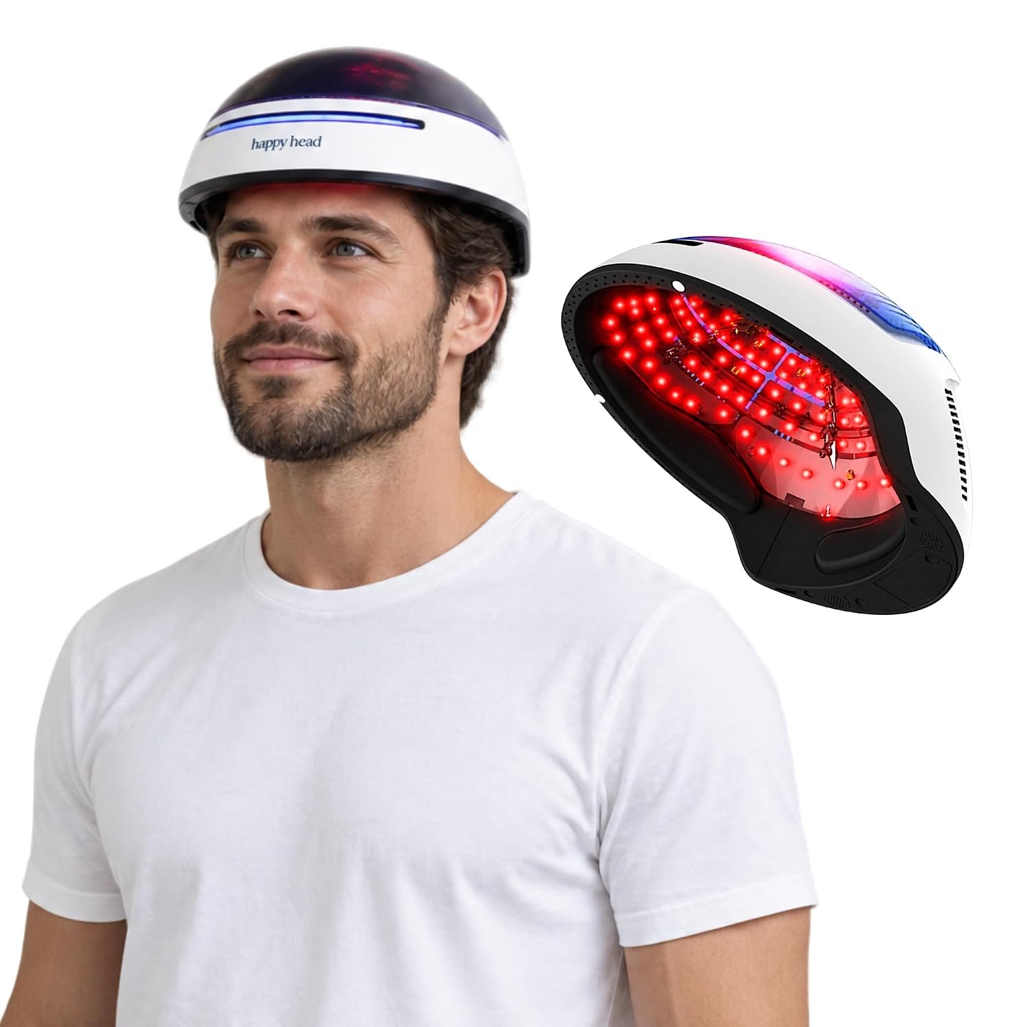 Happy Head Red Light Therapy Hat for Scalp, LED Helmet Device for Men and Women, At Home Hair Care Routine Tool with Infrared Technology, Wearable Scalp System for Consistent Daily Use