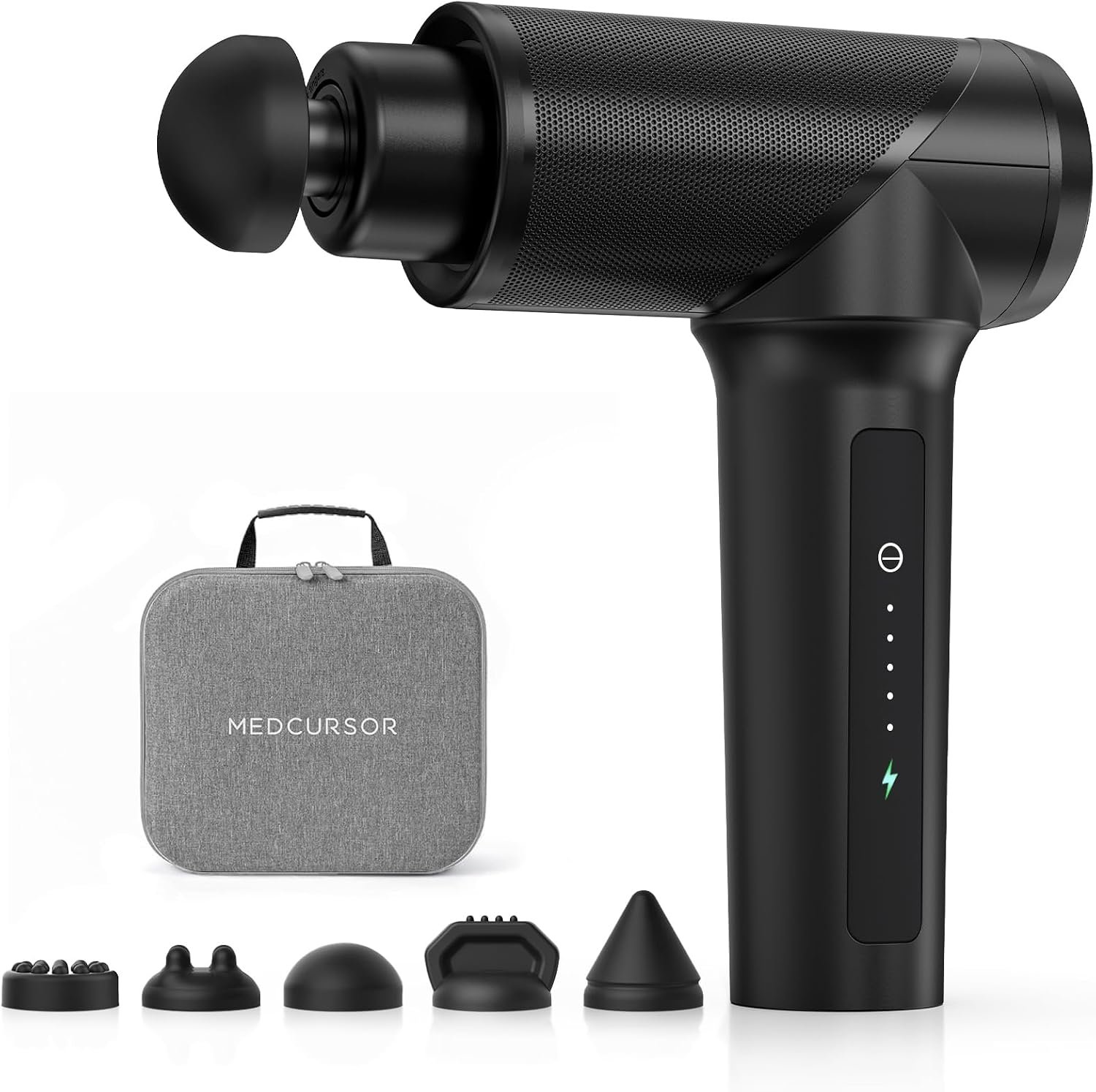 Medcursor Massage Gun – High Intensity Brushless Motor, Handheld Percussion Deep Tissue Massager with 6 Massage Heads for Sore Muscle and Stiffness, Gifts for Father/Dad (Black)