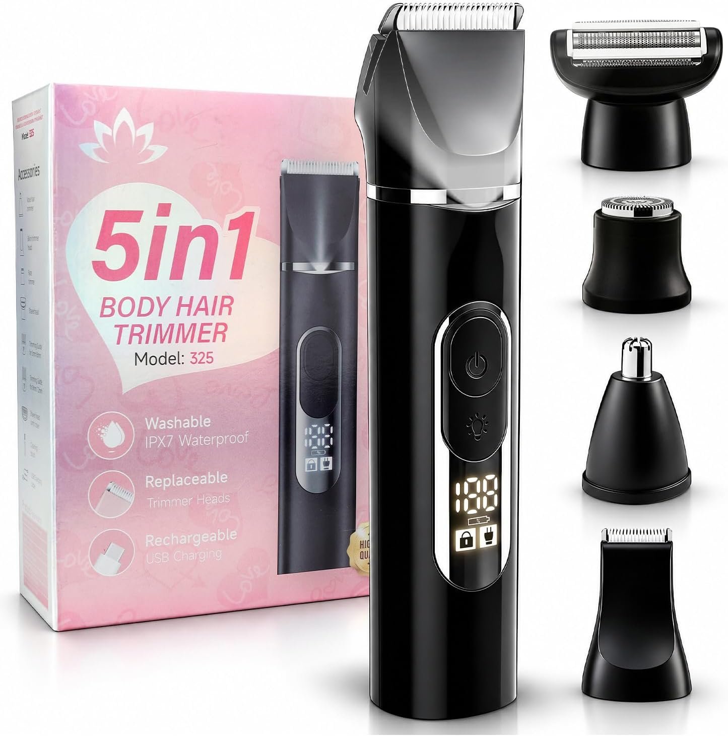 Zesuti Manscape Body Hair Trimmer for Men,5 in 1 Grooming Kit Bikini Shaver