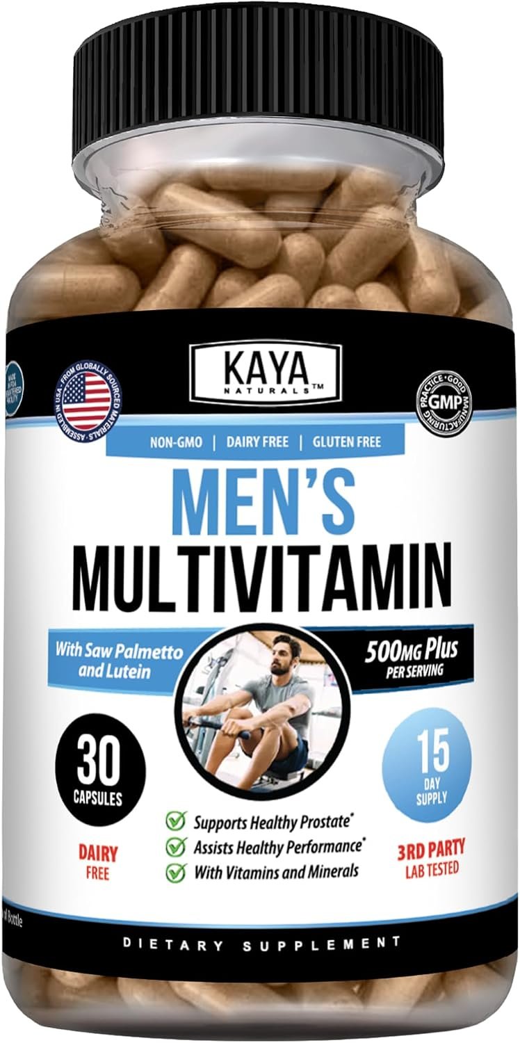 Kaya Naturals Men’s Multivitamin with Saw Palmetto & Lutein, 30 Capsules