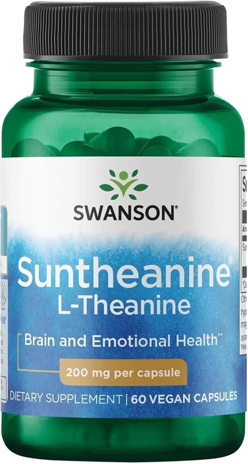 Swanson Suntheanine L-Theanine Supplement – 200 mg (60 Vegan Capsules)