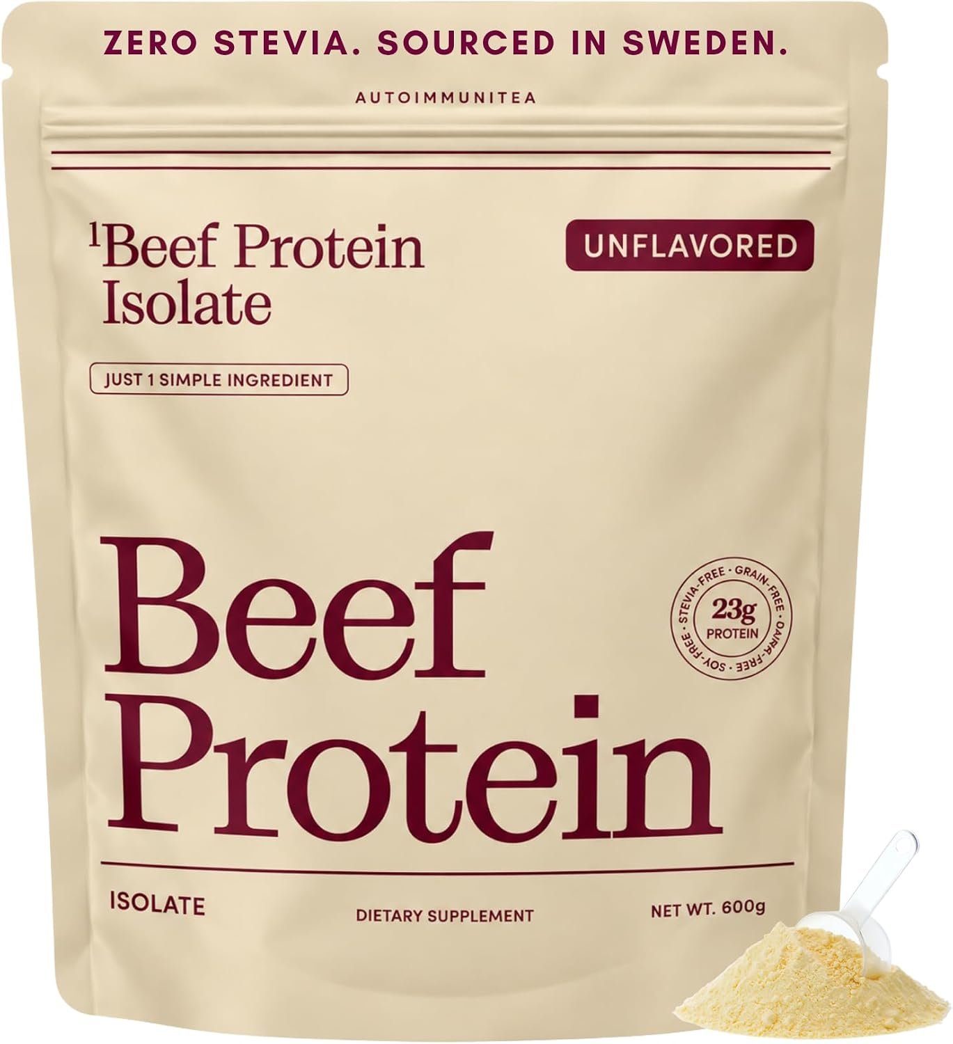 Grass Fed Beef Protein Powder Unflavored – Prime Animal Protein Isolate, 23g Protein, 1 Ingredient, No Stevia, Dairy & Lactose Free, Keto Paleo Carnivore AIP Clean Protein, 25 Servings – AutoimmuniTea