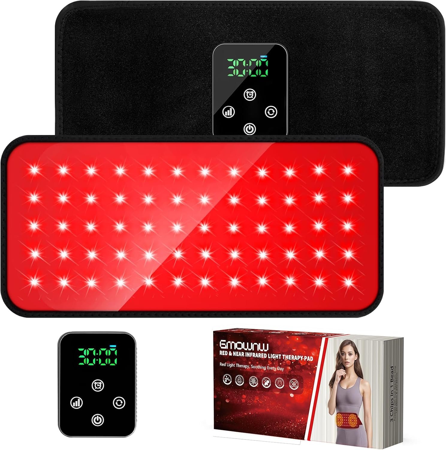 Cordless Red Light Therapy Belt Rechargeable Magnetic LED Screen Controller