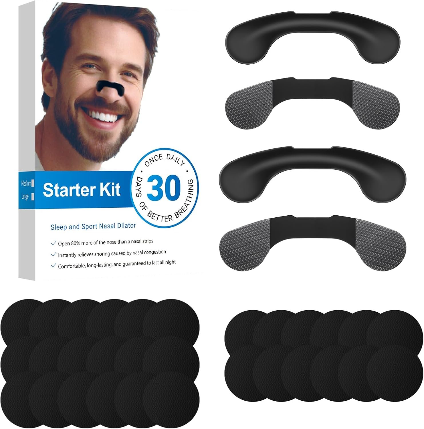 Nasal Strips for Snoring Extra Strength Snoring Solution Nose Strips for Breathing,Reusable Anti Snoring Strips, Sports, Sleep