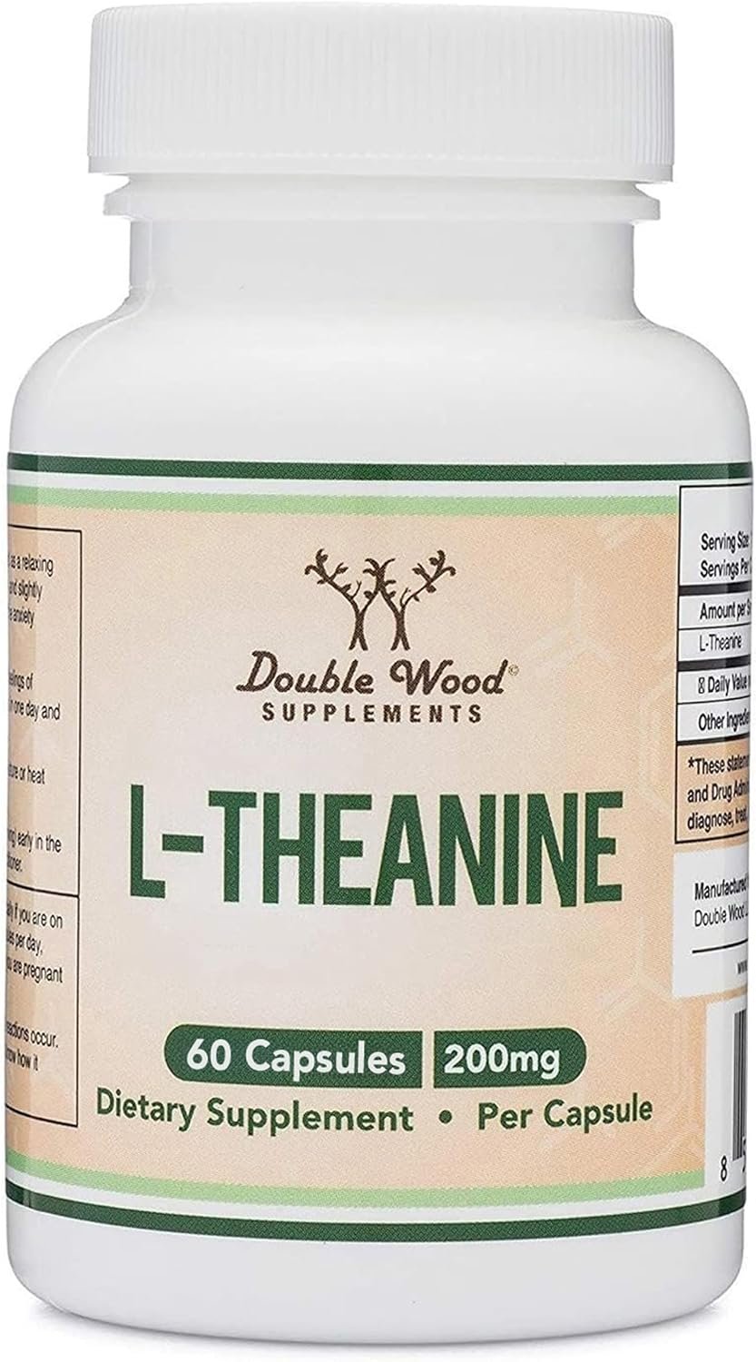 L-Theanine 200mg, Double Strength, Theanine Supplement, 60 Capsules