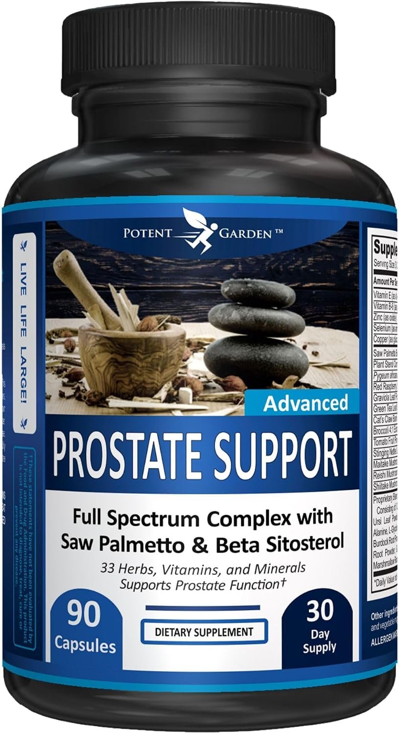 Potent Garden Prostate Health Supplement for Men – Prostate Support with Beta Sitosterol, Saw Palmetto & Pygeum – Urinary Flow & Bladder Support – 90 Capsules