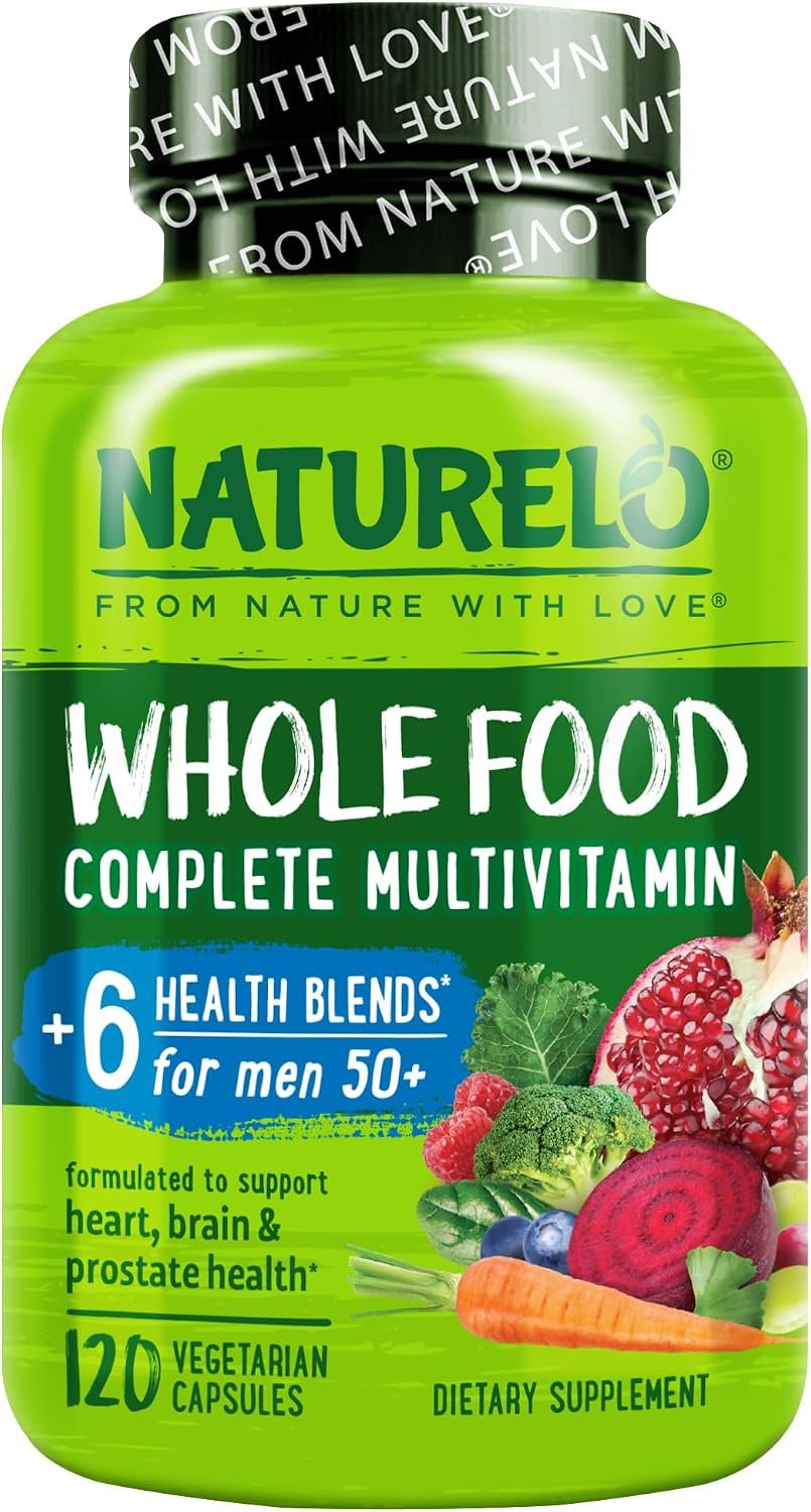 NATURELO Men’s Multivitamins 50+, Whole Food Multivitamin for Men 120 Caps