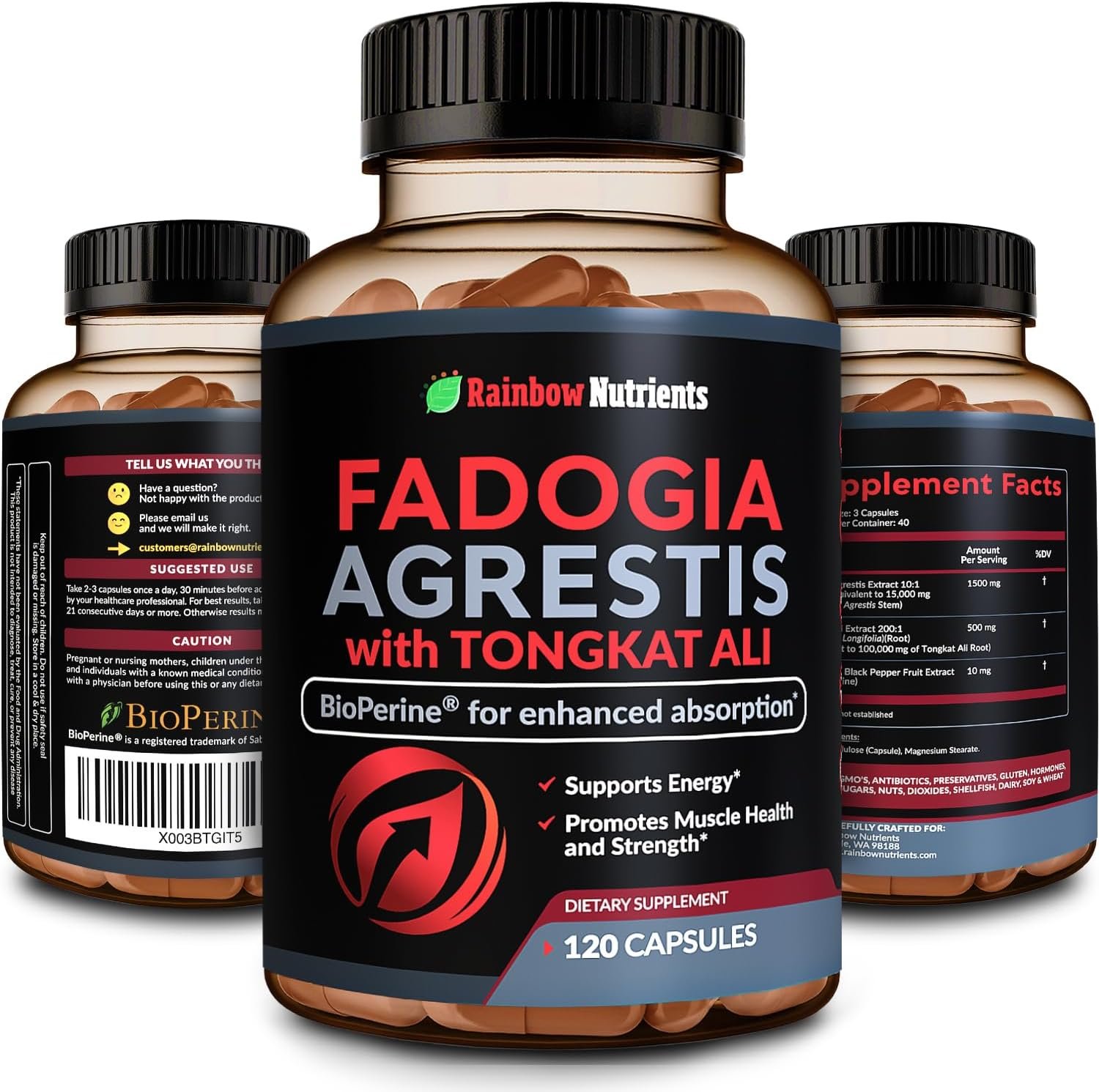 Fadogia Agrestis with Tongkat Ali + BioPerine® [Max Absorption + 2010 mg’s] – Supports Stamina, Strength, Focus, Muscle Health & Recovery, Drive & Performance – Non-GMO & Made in USA – 120 V Capsules