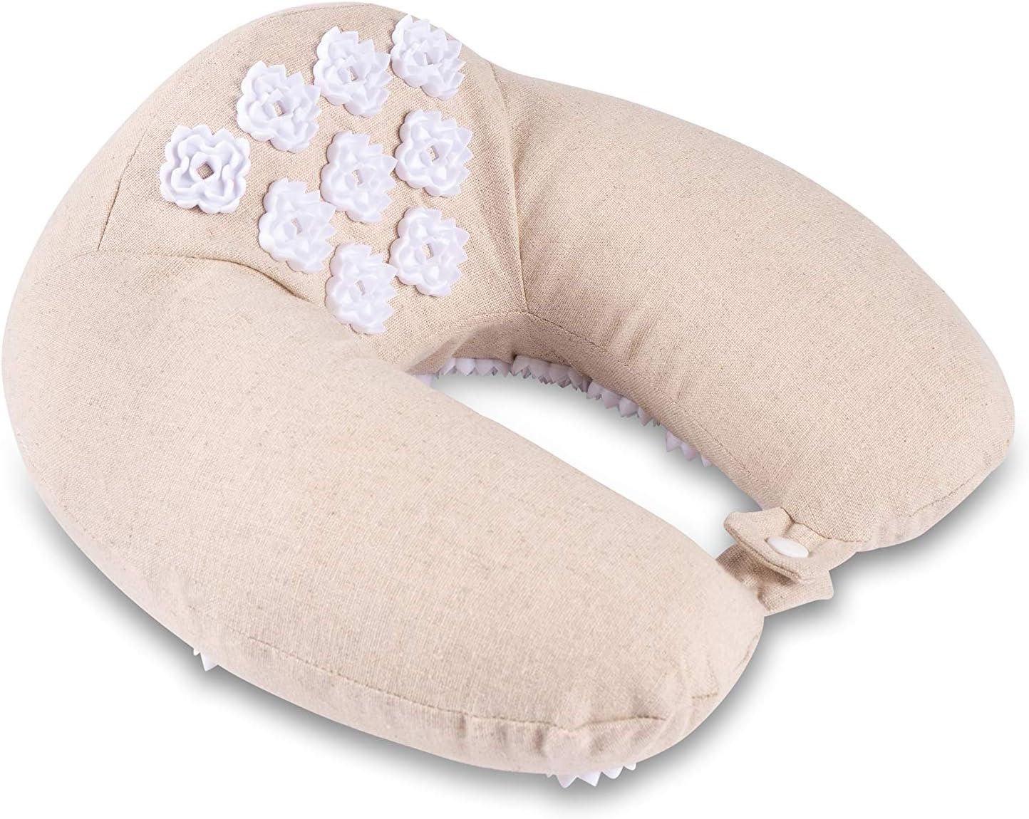 Kanjo Memory Foam Acupressure Neck Pillow – High Density Memory Foam Core – Travel Accessory Pillow – Relieves Neck Pain and Back Pain – Includes Carry Bag